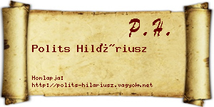 Polits Hiláriusz névjegykártya